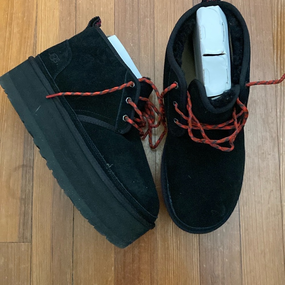 UGG platform black suede lace up size 11